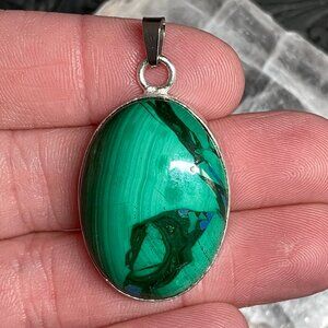 Stunning Lady in Azurite and Malachite Pendant Stone Crystal Jewelry